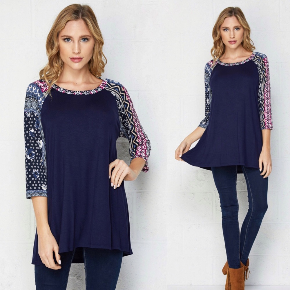 Plus! 3/4 Sleeved Baseball Tee Boutique Navy Base